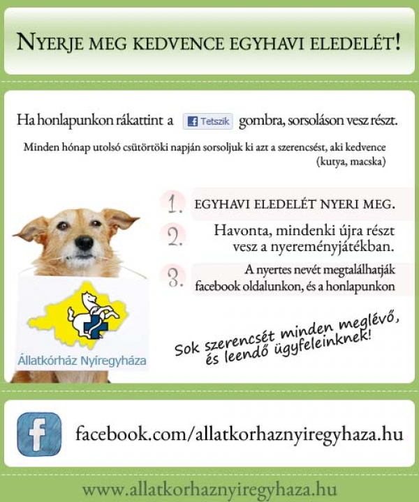 Nyerje meg kedvence egyhavi eledelét!