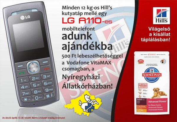 Hills kutyat&aacute;p akci&oacute; aj&aacute;nd&eacute;k mobiltelefonnal